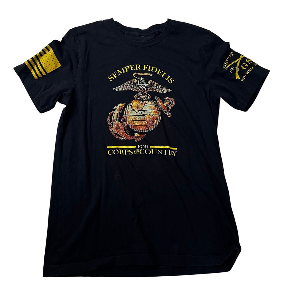 Grunt Style Men's MD Semper Fidelis For Corps And Country Graphic T-shirt